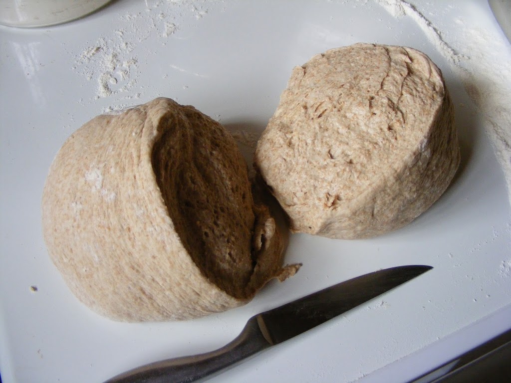 Lazy Early Riser Soaked Bread: dividing 