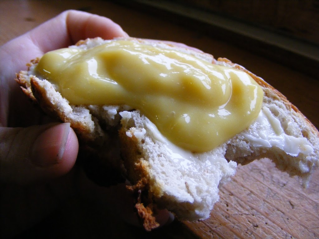 Homemade Lemon Curd From Scratch: lemon curd on homemade bread